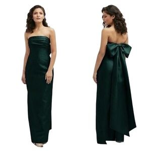 ALFRED SUNG Strapless Maxi Gown in Deep Emerald Green